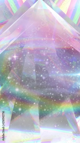 Animation of space and stars over crystal