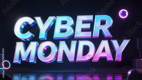 Stunning Cyber Monday sale promotion featuring bold, glowing typography. Perfect for ecommerce banners and digital marketing campaigns