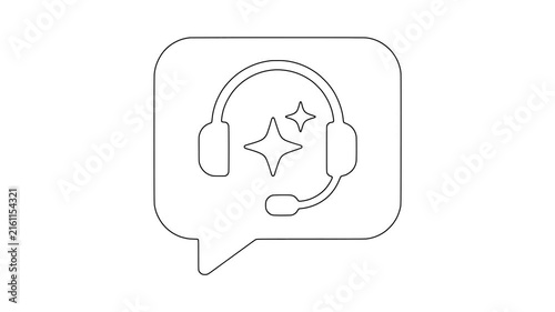 Headset inside a speech bubble customer support icon animation
