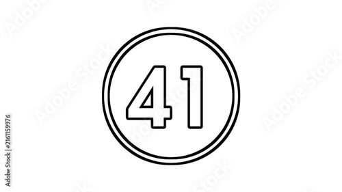 Number 41 animation motion graphics sign symbol in circle on white background video element