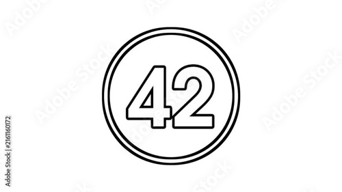 Number 42 animation motion graphics sign symbol in circle on white background video element