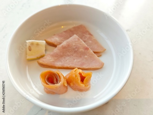 Salmon rolls and ham and cheese 