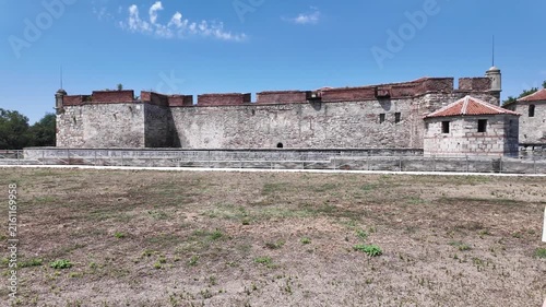 Amazing view of Baba Vida Fortress at the coast of Danube river in town of Vidin, Bulgaria