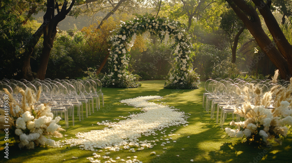 Naklejka premium Enchanted Garden Wedding Arch with Roses