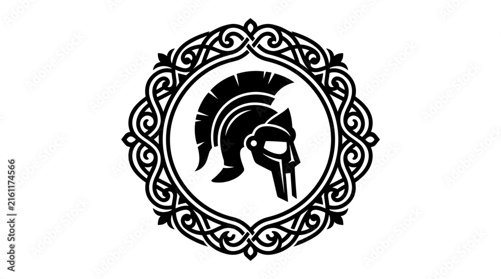 Fototapeta premium Ancient Roman Gladiator Helmet Emblem.