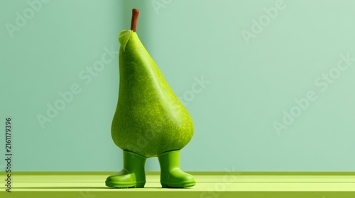 Minimal pear character with boots