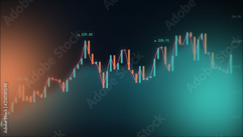 Obraz na plátne Financial stock market graph showing price fluctuations and trading trends on a