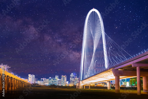 Margret Hunt Hill Bridge and the Dallas Skyline 
