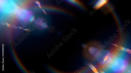 Abstract Cinematic Lens Flare Light Overlay Effect with Vibrant Prism Rainbow Reflections