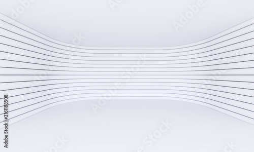 Minimalist 3d interior, futuristic 3d design, walls with soft curved forms, 3d space featuring repeating horizontal line patterns, interior background design