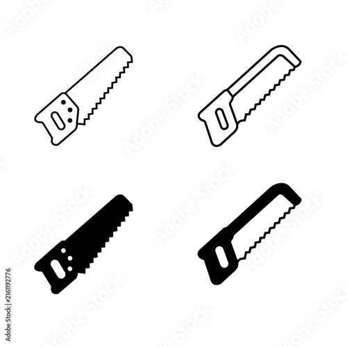 Bild auf Leinwand Set of four minimalist hand saw icons in outline and solid styles