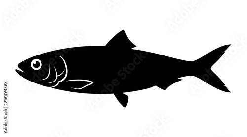 Fish silhouette isolated on white background.