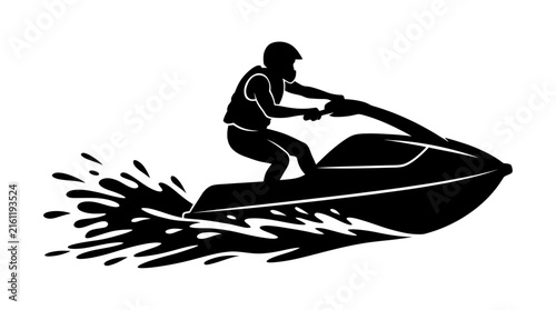 Jet ski rider silhouette.