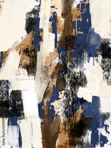 Modern abstract wall art with architectural forms and textured neutral tones