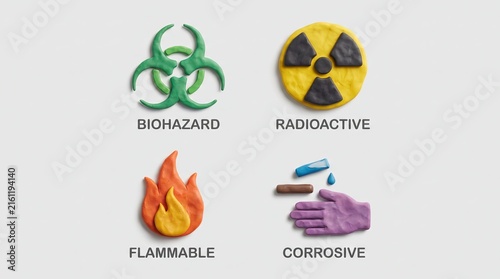 Plasticine Hazard Icons, Industrial Hazard Icons in CGI Style