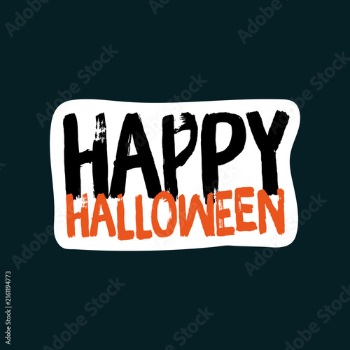 Happy Halloween typography phrase doodle vector sticker for holiday branding design