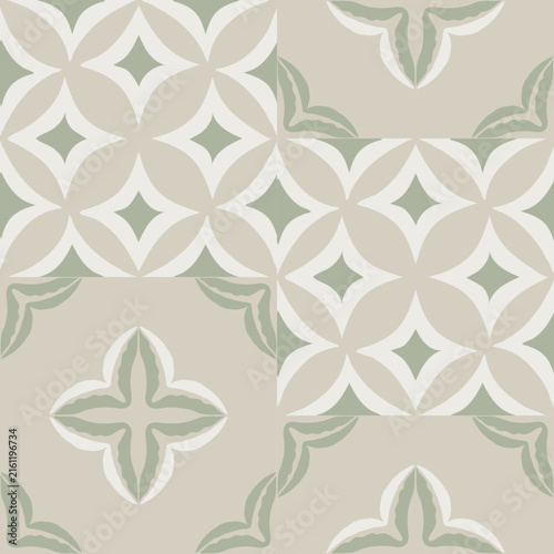 Neutral Sage Green Geometric Tile Pattern