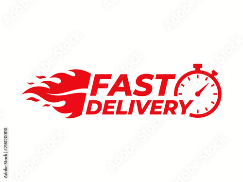 Fast Delivery Icon with Burning Stopwatch Symbol