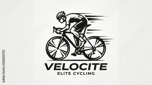 Cycling logo design featuring a fast road bike racer silhouette.