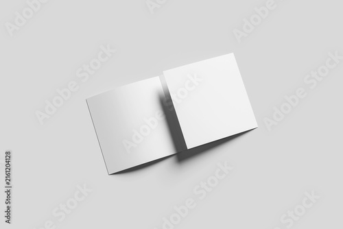 Blank Square Trifold Brochure Mockup - 3D
