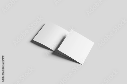 Blank Square Trifold Brochure Mockup - 3D