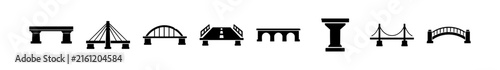 bridge icons in silhouette style for connectivity, stability, infrastructure, support, and progress on transparent background