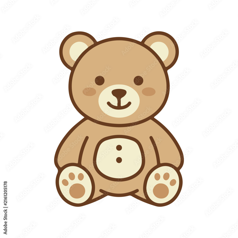 Fototapeta premium Cute Brown Teddy Bear Mascot Cartoon Illustration