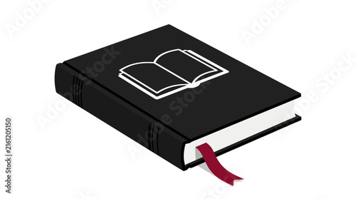 Closed book with open pages illustration a graphic silhouette