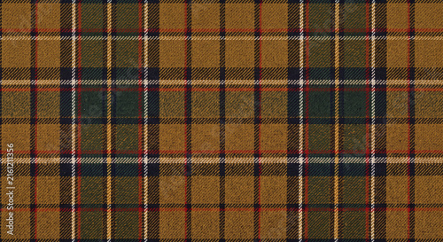 close-up plaid fabric texture in warm earth tones