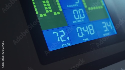 digital console screen of elliptical cross trainer machine or treadmill