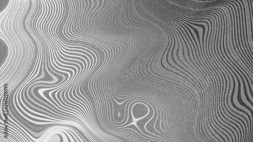Black and white wavy lines minimal grunge grainy gradient abstract material background. Linear refraction motion design. Seamless loop. Video animation Ultra HD 4K 3840x2160