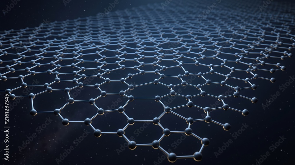 Fototapeta premium Graphene Hexagonal Carbon Lattice Nanotechnology Visualization, Alternate Composition