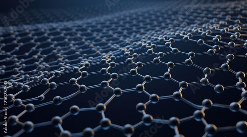 Graphene Hexagonal Carbon Lattice Nanotechnology Visualization, Cinematic Wide Shot