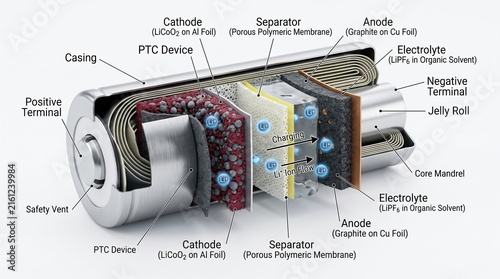 Lithium Ion Battery Cutaway Showing Internal Layers