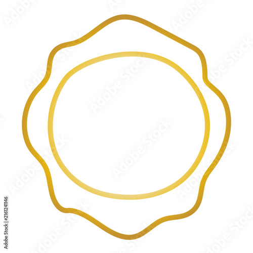 Vintage Gold Frame Icon. Metal Texture Gradient. Retro Luxury Hand Drawn Imperfect Border Shape. Empty Blank Space Elegant Golden Canvas Art. Wavy Minimalist Graphic Design Element.