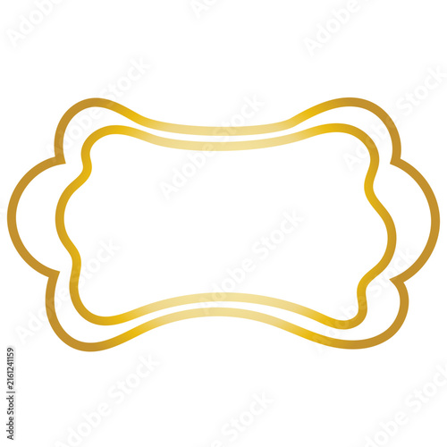 Vintage Gold Frame Icon. Metal Texture Gradient. Retro Luxury Hand Drawn Imperfect Border Shape. Empty Blank Space Elegant Golden Canvas Art. Wavy Minimalist Graphic Design Element.