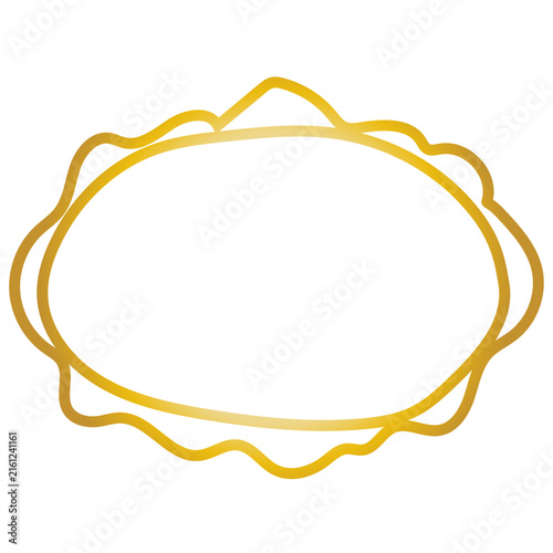 Vintage Gold Frame Icon. Metal Texture Gradient. Retro Luxury Hand Drawn Imperfect Border Shape. Empty Blank Space Elegant Golden Canvas Art. Wavy Minimalist Graphic Design Element.