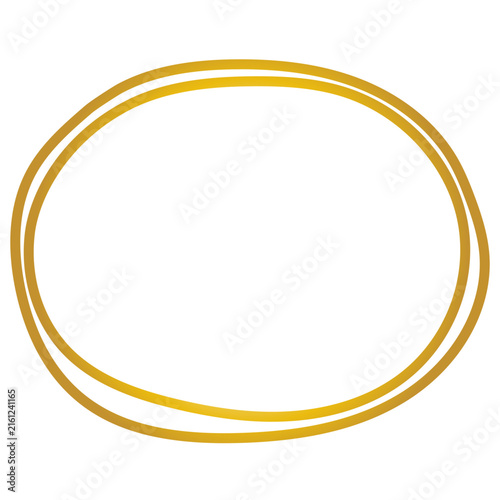 Vintage Gold Frame Icon. Metal Texture Gradient. Retro Luxury Hand Drawn Imperfect Border Shape. Empty Blank Space Elegant Golden Canvas Art. Wavy Minimalist Graphic Design Element.