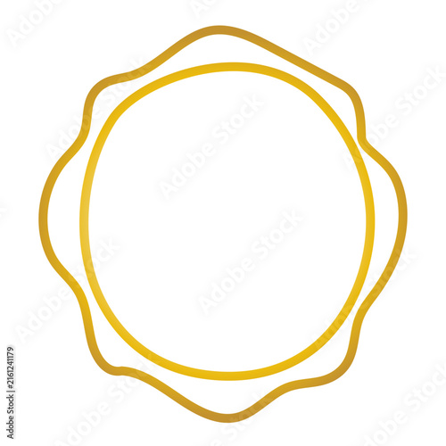 Vintage Gold Frame Icon. Metal Texture Gradient. Retro Luxury Hand Drawn Imperfect Border Shape. Empty Blank Space Elegant Golden Canvas Art. Wavy Minimalist Graphic Design Element.