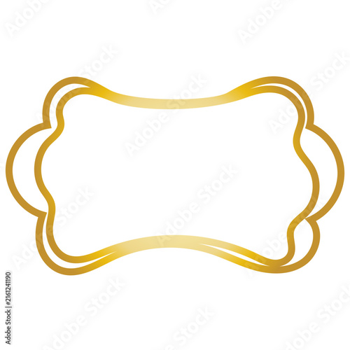 Vintage Gold Frame Icon. Metal Texture Gradient. Retro Luxury Hand Drawn Imperfect Border Shape. Empty Blank Space Elegant Golden Canvas Art. Wavy Minimalist Graphic Design Element.