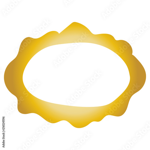 Vintage Gold Frame Icon. Metal Texture Gradient. Retro Luxury Hand Drawn Imperfect Border Shape. Empty Blank Space Elegant Golden Canvas Art. Wavy Minimalist Graphic Design Element.