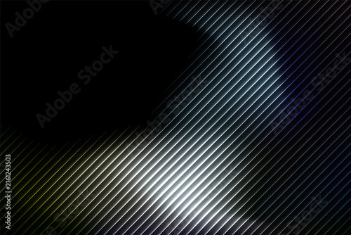 Cuadro en lienzo Abstract blue, white and green glowing diagonal light lines forming a flowing wa