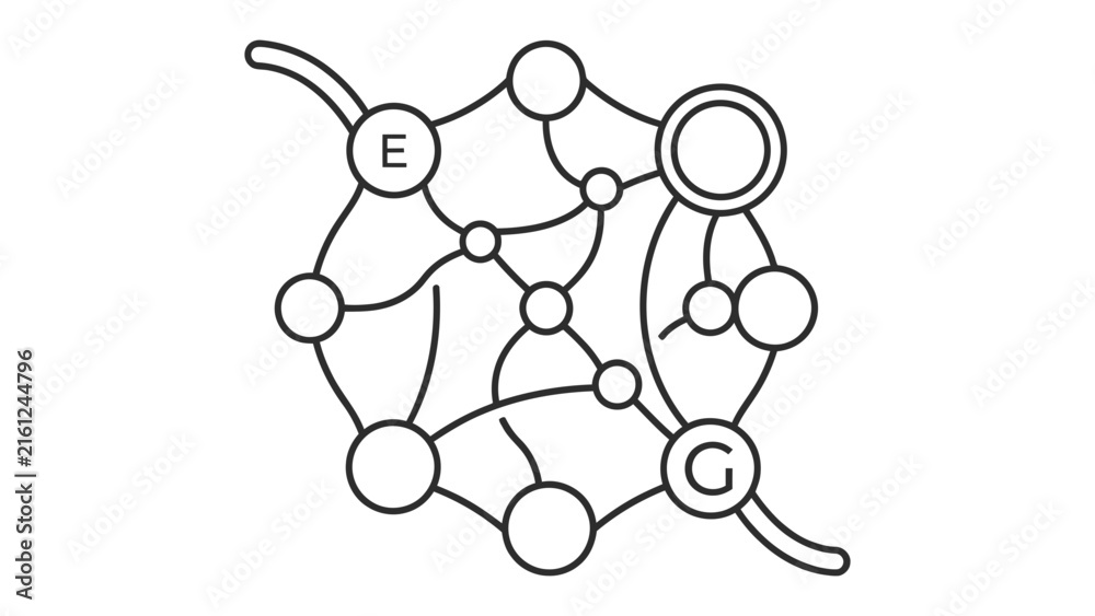 Fototapeta premium Network Diagram Abstract: A complex abstract network diagram illustrating connections and nodes, symbolizing information flow or relationships.