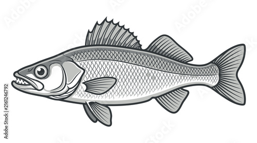 Walleye fish line art profile facing left.