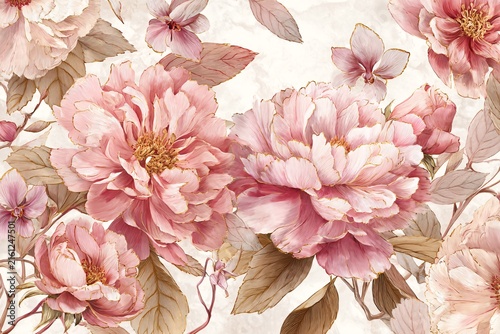 Pink floral pattern background. Elegant watercolor flowers for textile and wallpaper design.