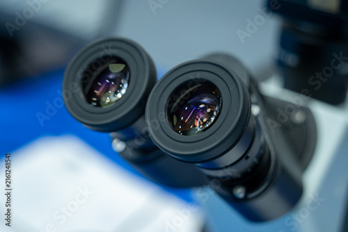 Fotografía Binocular Eyepieces of Professional Laboratory Microscope