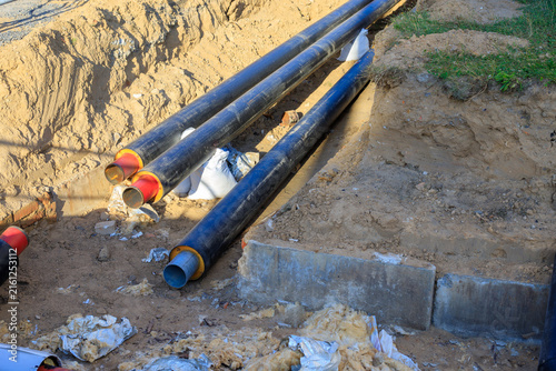 Картината върху платно Industrial Utility Pipes Pit Underground Installation and Repair