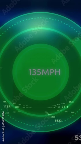 Animation of speedometer over falling numbers