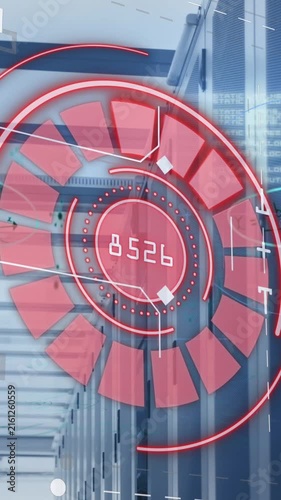 Animation of red circle with numbers over servers