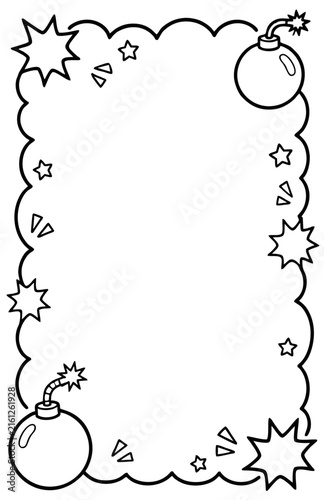 Fotografie Explosive bomb frame vector illustration featuring comic style border elements f